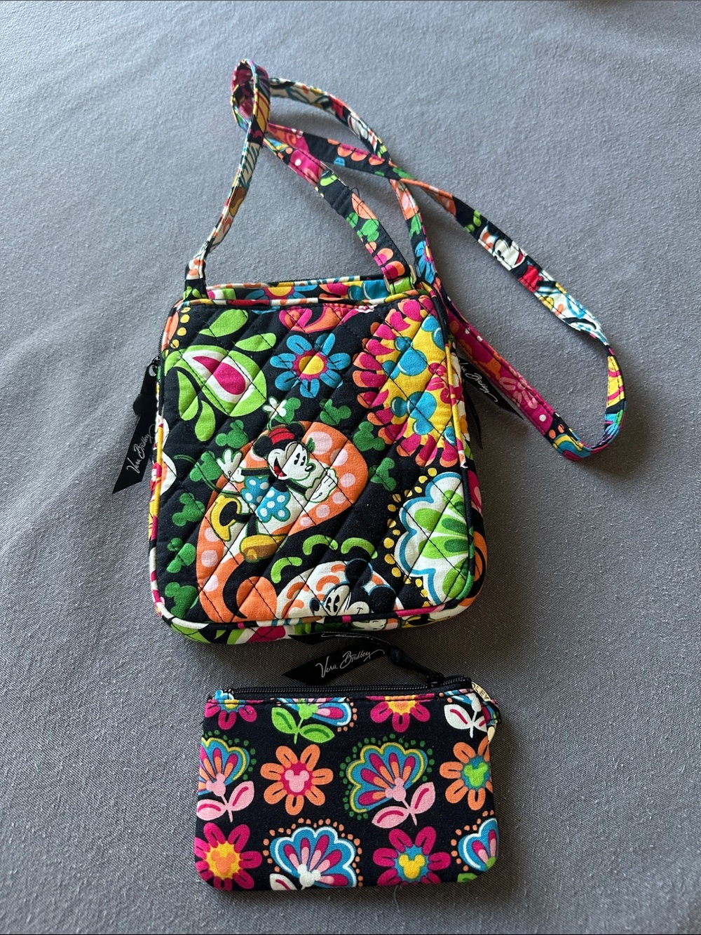 Vera Bradley Black Multi Mickey Mouse Crossbody with Cardholder - Picture 2 of 2